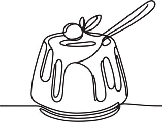 Dessert Pudding Vector Art | Minimal Line Illustration