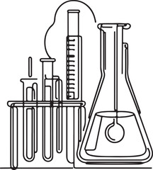 Chemistry Tools Line Vector – Lab Equipment Illustration