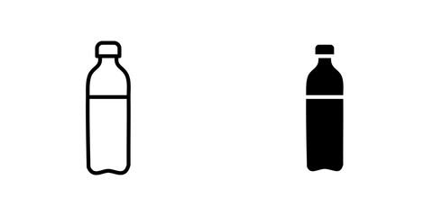 Water bottle vectors icons set in filled and strokes on white background