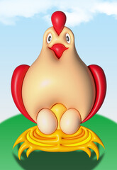 Huhn mit Eier.