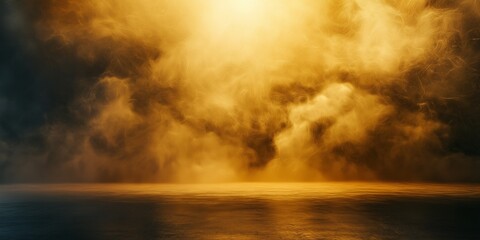 Obraz premium Enchanting golden smoke under soft lighting creates a warm and luxurious atmosphere in an abstract background setting