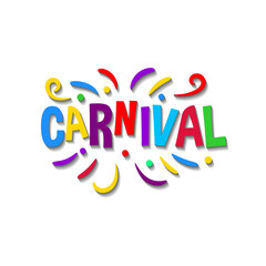 Carnival Lettering Typography Isolated Background.