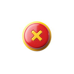Obraz premium Red button with yellow cross symbol on a black background, representing cancel or close action in digital interface design