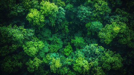 Lush Green Canopy Aerial View Of Dense Foliage