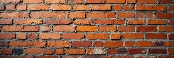 Obraz premium Ancient brick wall, significant mortar damage, distressed texture , distressed brick, old brick, building