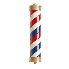Vintage Barber Pole with Red and White Stripes and Blue Accents for Traditional Barbershop Decor