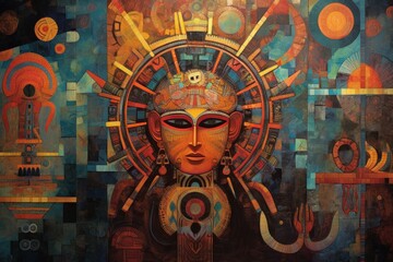 Fototapeta premium Abstract Collage Depicting A Mystical Feminine Figure