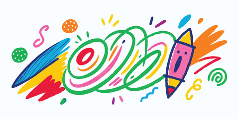 Obraz premium Crayon Doodle & Brush Stroke Vector Collection
