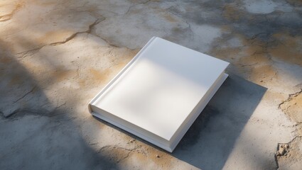 Blank White Book Mockup on Concrete Background with Sunlight.