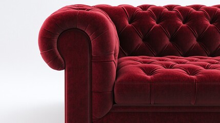 Obraz premium Elegant Red Velvet Chesterfield Sofa with Classic Button Tufting