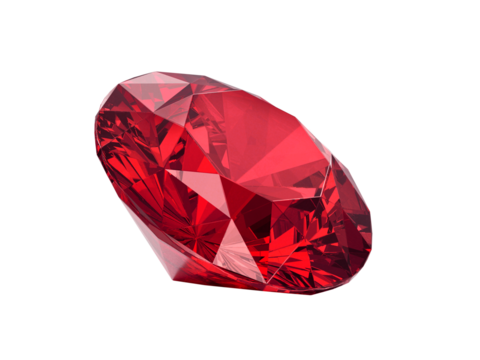 Red dazzling diamond with high quality, transparent background