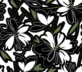Seamless abstract pattern. Flowers pattern design.
