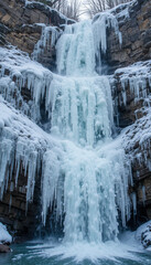 Obraz premium Frozen waterfall with ice formations