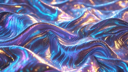 Obraz premium Close Up Wavy Iridescent Holographic Texture.