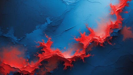 Abstract Blue and Red Textured Wall Background.