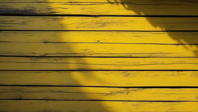Bright yellow wooden planks with a shadow create a warm and inviting feel.