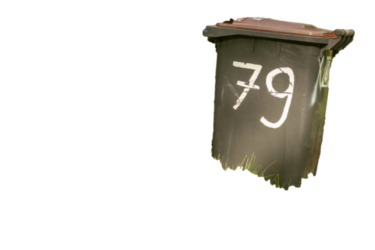 garbage can with the number 79