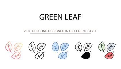 Green Leaf icon design with white background stock illustration