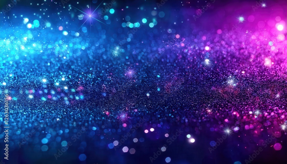 Poster shimmering blue and pink glitter background with bokeh light effects, abstract festive texture for d
