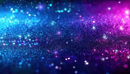 Obraz premium shimmering blue and pink glitter background with bokeh light effects, abstract festive texture for design, party, celebration, glamour