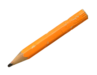 Used pencil isolated on transparent background