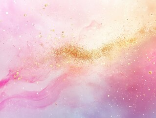 Fototapeta premium Ethereal Pink and Gold Glitter Abstract Background, Soft Pastel Swirls, Sparkling Texture