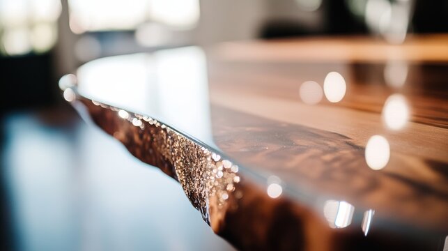 Bespoke dining table featuring rare black walnut and gold inlay detailing for an elegant dining room setting - Powered by Adobe