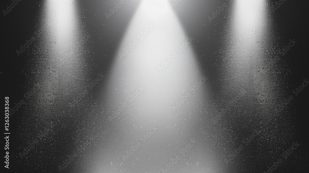 Poster Abstract background featuring a spotlight illuminating a black wall with a gray gradient texture, creating a sleek and modern design with ample copy space for branding, advertising, or creative use, w