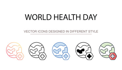 World Health Day icon design with white background stock illustration