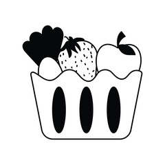 fruit glyph outline icon with white background vector stock illustration