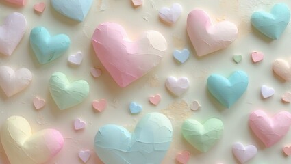 Pastel hearts Valentine's day background.