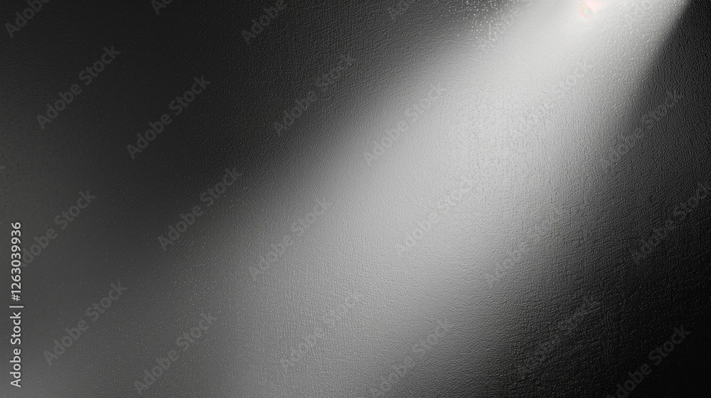 Poster Abstract background featuring a spotlight illuminating a black wall with a gray gradient texture, creating a sleek and modern design with ample copy space for branding, advertising, or creative use, w