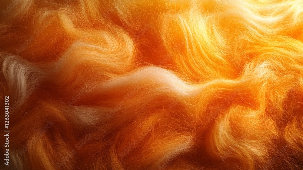 Poster close-up of soft, orange and white fibers. warm, abstract texture. fuzzy surface detailed texture ba