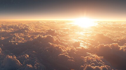 Golden Sunrise Above the Clouds - A Majestic Aerial View