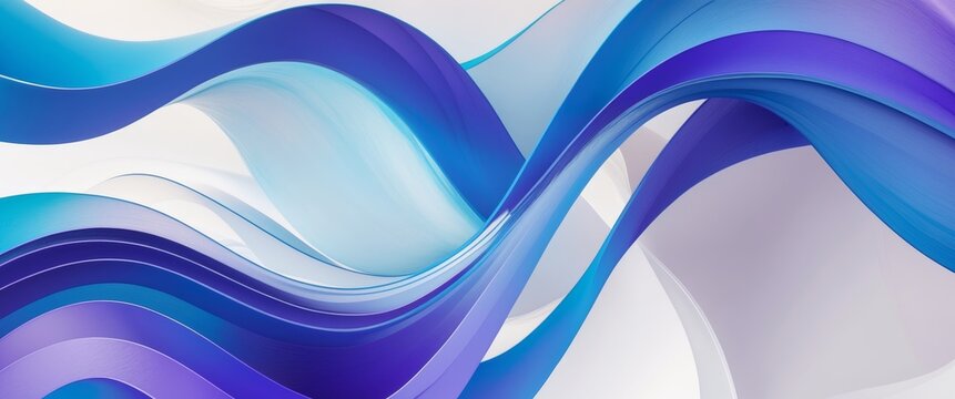 Fluid azure and violet curves forming sophisticated abstract linear design.