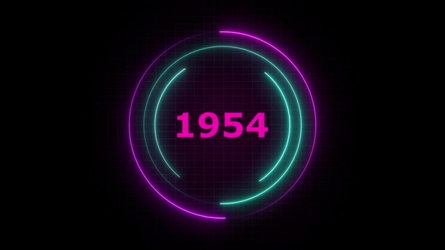 1954 ,text with screen effects of technological failures. Spectacular screen glitch with various kinds of interference ,New Year celebration. Future and futuristic technology concept