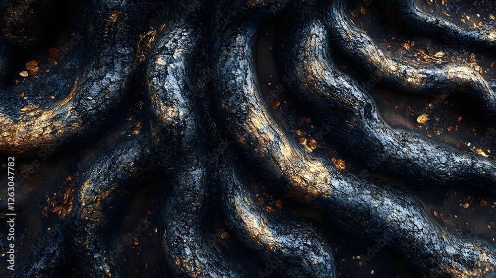 Poster abstract image showcasing a swirling texture with dark blue and gold accents. luxurious and elegant 