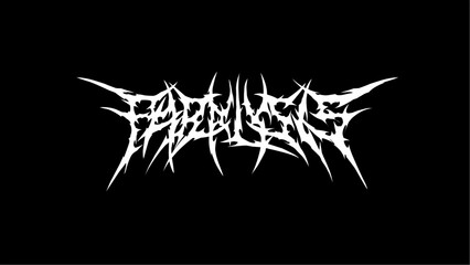 Paralysis typography in an extreme metal style, featuring sharp, jagged strokes that evoke chaos and aggression. The intricate blackletter details enhance its dark and eerie aesthetic