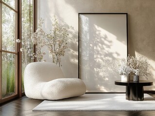 Cozy Scandinavian Interior with Natural Light and Plush Furniture for Home Decoration