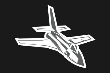 American cold war fighter plane vector illustration. simple aircraft logo, military equipment.