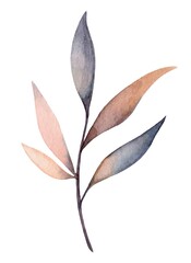 Watercolor painting of a delicate leaf branch with soft hues depicting nature's grace and tranquility