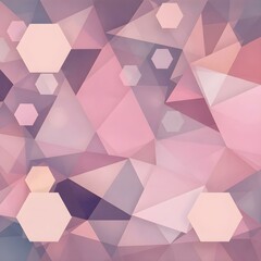 Fototapeta premium Abstract Pink Geometric Pattern: A captivating blend of translucent pink and mauve triangles and hexagons create a mesmerizing geometric pattern, perfect for backgrounds, textures.