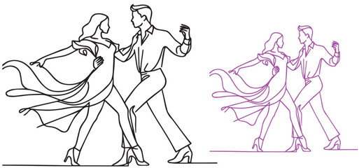 dancing couple. Ballroom dancing. Vector illustration isolated on white background.