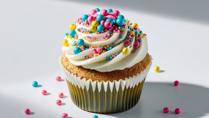 Deliciously Decorated Cupcake with Colorful Sprinkles.