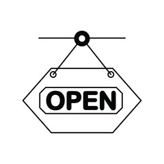 open signboard glyph outline icon with white background vector stock illustration