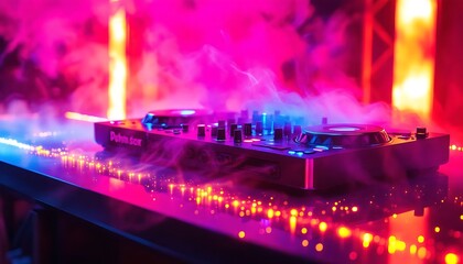 Dj Controller in Vibrant Nightclub Setting