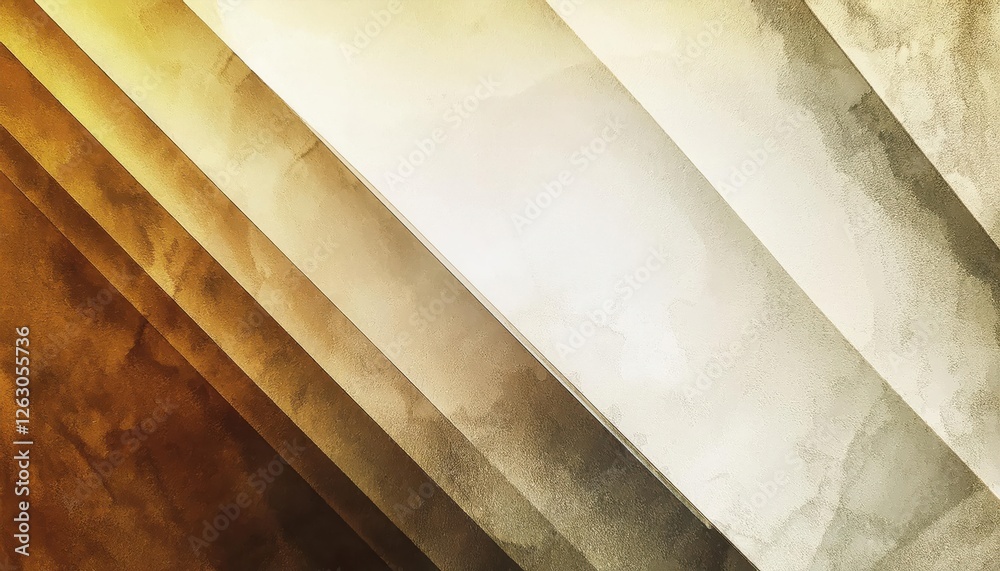 Aufkleber textured abstract geometric background with layered golden and white angular shapes, vintage grunge aesthetic, modern design

