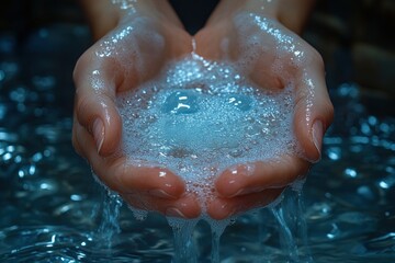 Washing Hands with Soap Under Running Water
