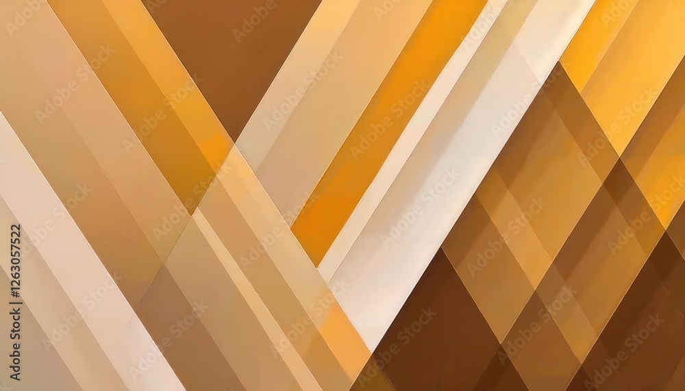 Poster modern geometric abstract with sharp angular golden and brown lines, architectural illusion, minimal