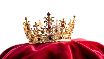 Gold Royal Crown on Red Velvet Luxury, Royalty Image
